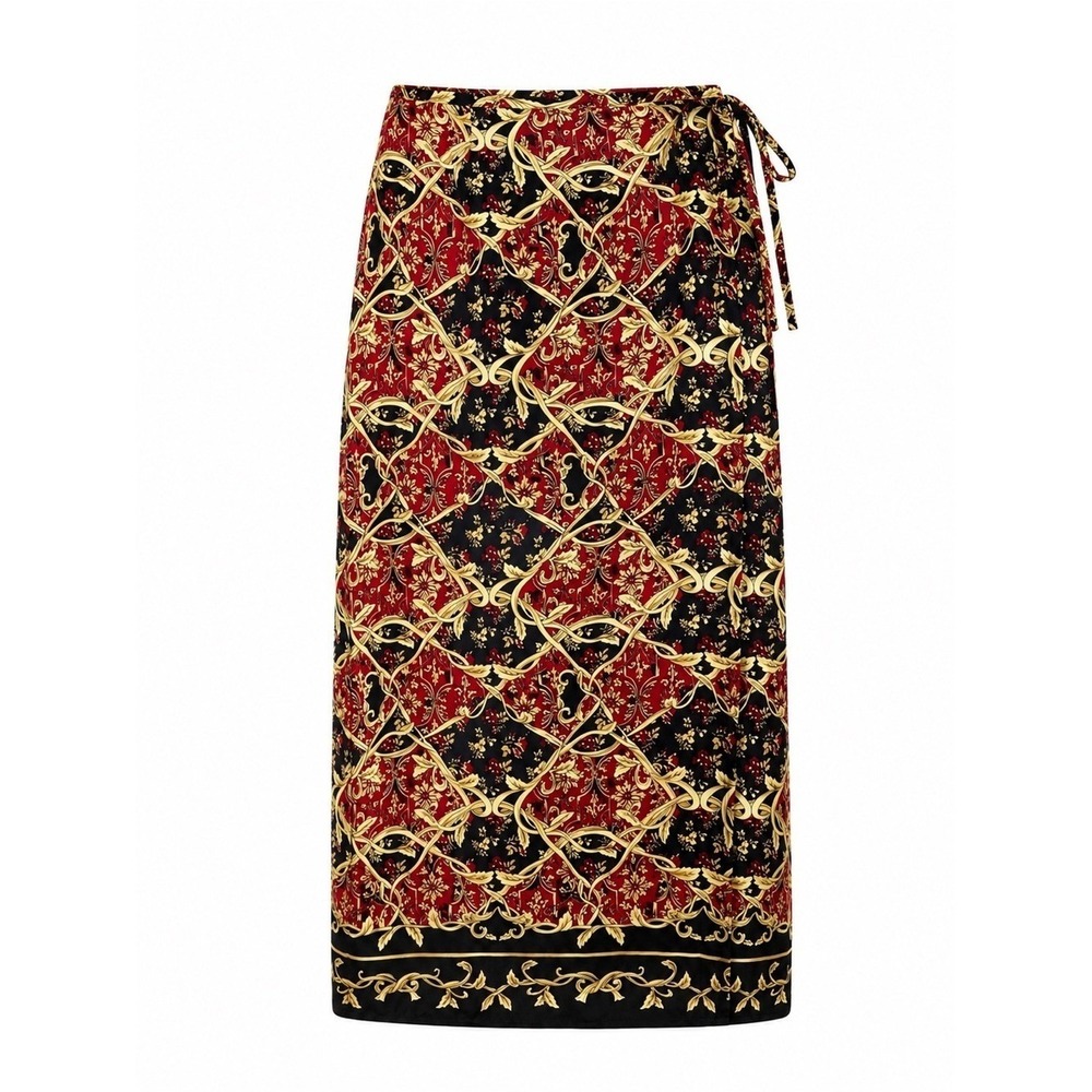 Veg Liz Claiborne Silk Wrap Skirt 10P Equestrian Old Money Quiet Luxury Scarf